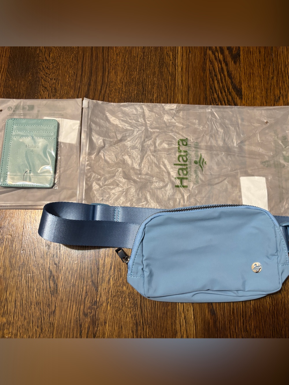 Halara steal blue Crossbody Sling Bag and teal cardholder